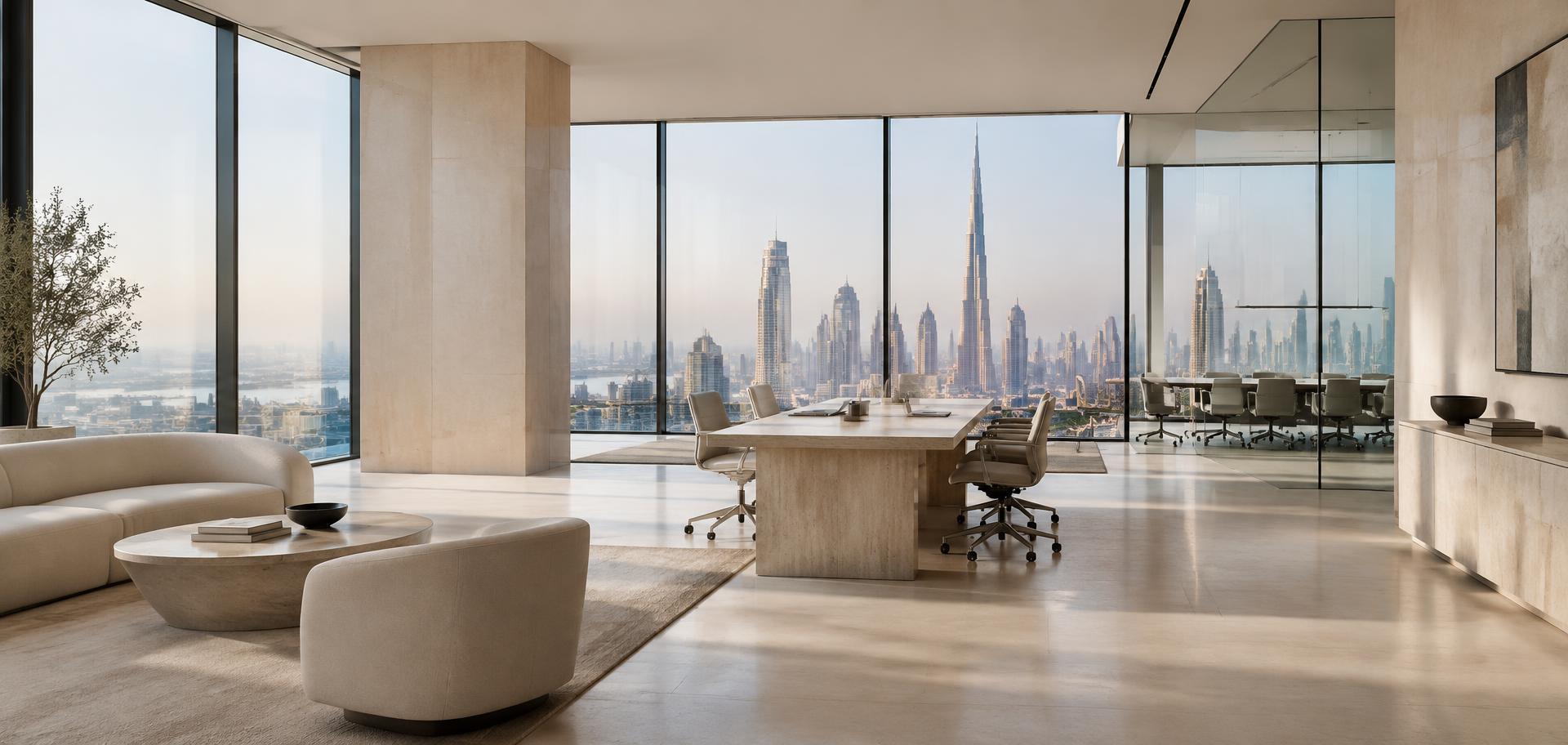 Contemporary commercial studio overlooking Dubai